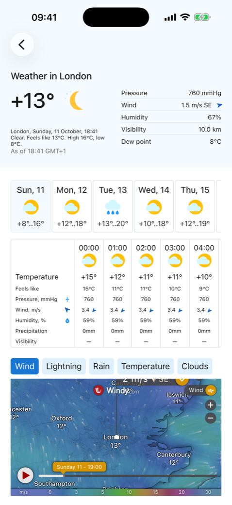 MeteoLive current weather